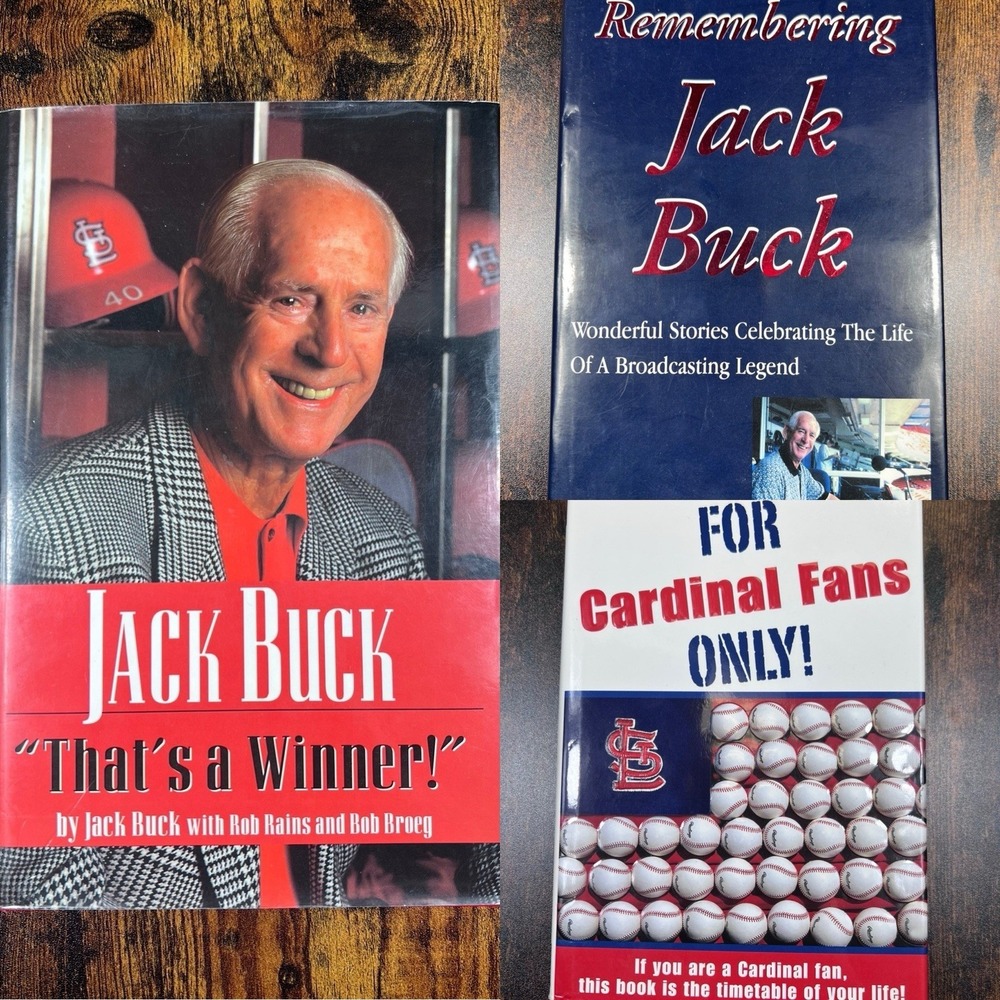Lot Of 3 St. Louis Cardinals Hardcover‎ Books Jack Buck